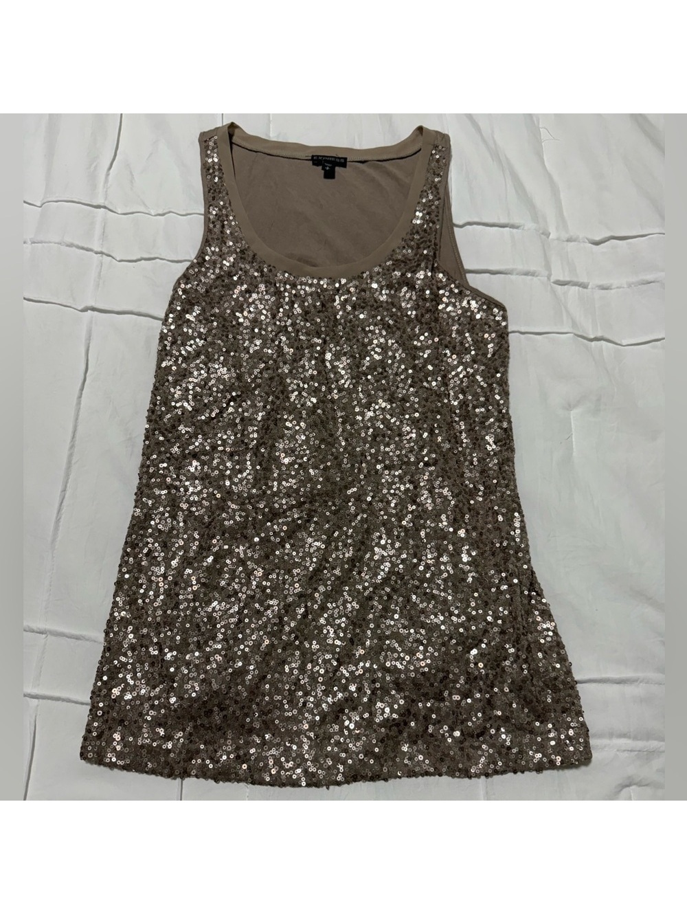 Express Tan Sequined Tank Top- Size S